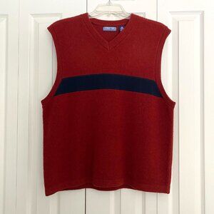 Vintage Structure Shetland Wool Vest Preppy Burgundy Navy Blue Size XL Hong Kong